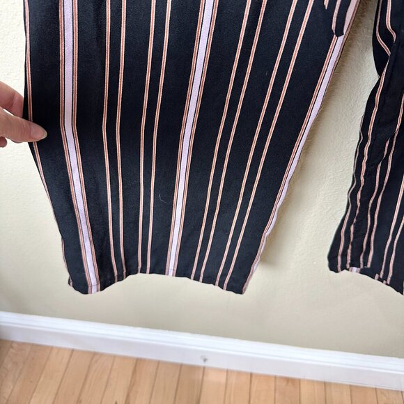 XHILARATION Black & Brown Stripe Wide Leg Pants Trousers w/ Tie Belt Size XS - Picture 4 of 8